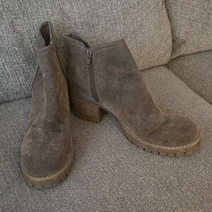 Carlos by Carlos Santana Taupe Suede Ankle Booties